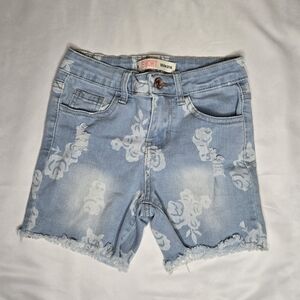 🌸 Floral Light Wash Distressed Denim Shorts - Girls Size 8 NWOT 🌸